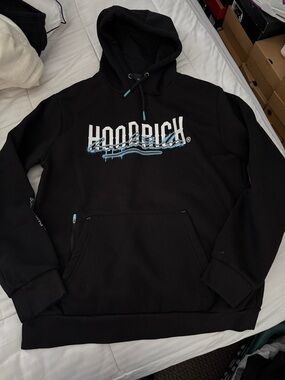 Hoodrich Men’s Black Crewneck Hoodie with Blue Accents